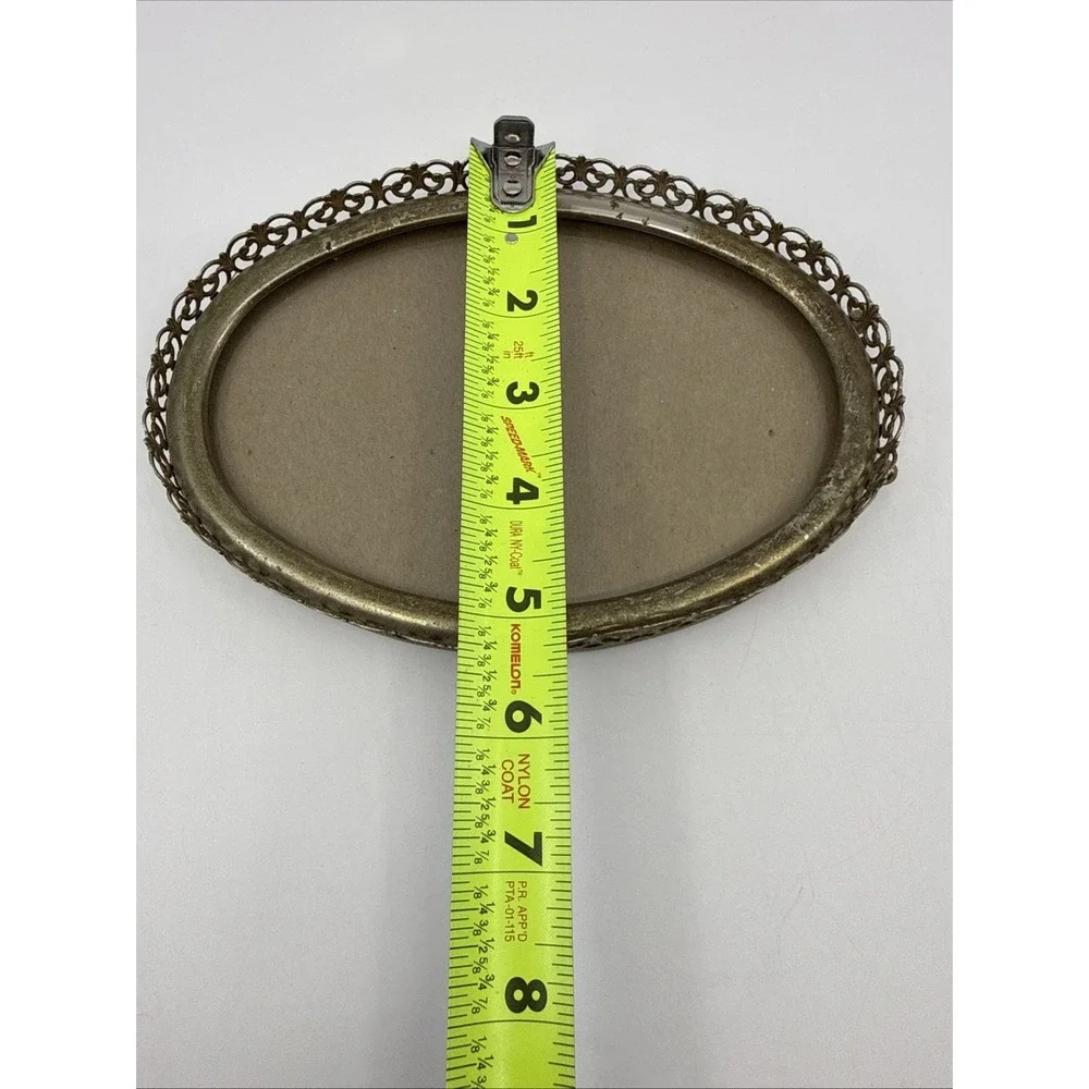 Vintage Frame Gold Plated Floral Lattice Ornate Filigree Oval 4x6
